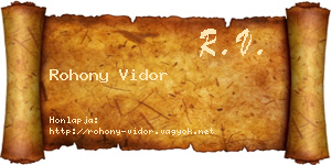 Rohony Vidor névjegykártya